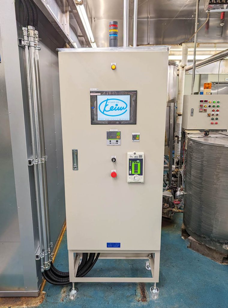 啓和プラント株式会社の制作したえび天乾燥機の制御盤